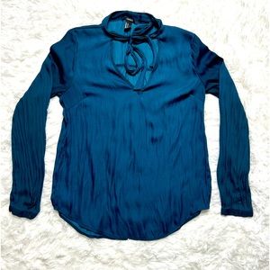 Forever 21 Silk Long-sleeved Blouse with Neck Tie Size S